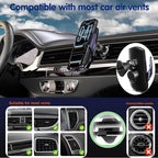 15W Wireless Fast Car Charger, Auto-Clamping Car Phone Holder with Rotating Vacuum Suction, Smart Sensor, 360° Adjustable Dashboard & Windshield Mount for iPhone & Samsung (Dark Purple)