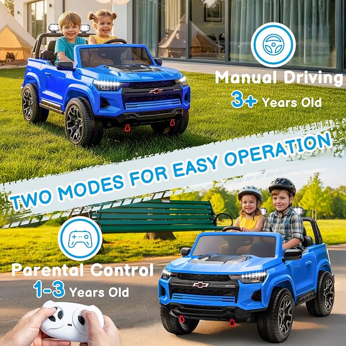 24V Licensed Colorado Electric Car for Kids, Ride on Toys for Toddlers with Remote Control, 2 Seater Electric Car Ride On Vehicle w/Bluetooth, Soft Start, LED Lights - Blue