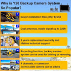 RV Backup Camera Wireless Recording 2 Cameras - Plug and Play Pre-Wired for Furrion System Night Vision 4 Channels HD 1080P 7'' Touch Key Monitor Rear View Camera for Trailer/Trucks/Camper Y28
