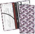 Leather Car Registration and Insurance Card Holder, Cute Car Accessories Vehicle Glove Box Car Organizer for Documents, Cards, License Cool Skull Flowers