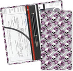 Leather Car Registration and Insurance Card Holder, Cute Car Accessories Vehicle Glove Box Car Organizer for Documents, Cards, License Cool Skull Flowers