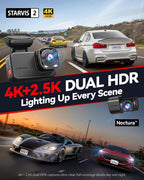 VC70 4K+2.5K Dash Cam Front and Rear, 8MP STARVIS 2 IMX678 Sensor, Dual HDR Hyper Night Clarity, 5.8GHz WiFi 6, 30MB/S Fast Download, Dash Camera with 24H Parking Monitor, 128G Card Included