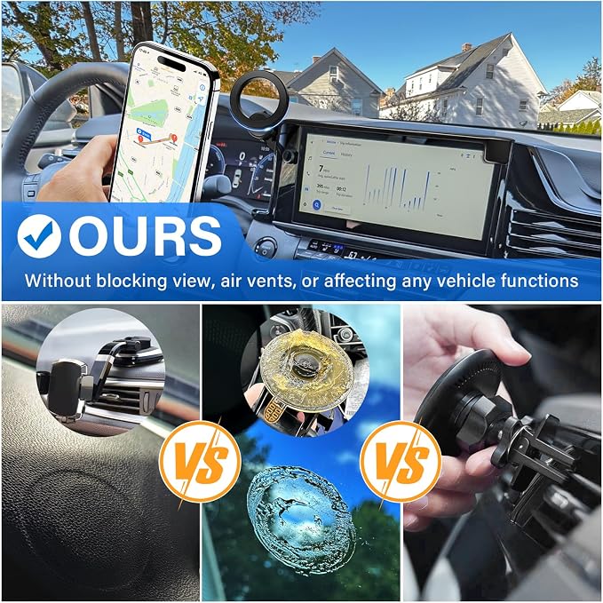 Magnetic Car Phone Holder for Toyota Camry XLE/XSE 2025-2026 Accessories | 12.3-Inch Screen, 2026 Toyota Camry Cell Phone Mount for Magsafe iPhone, 360° Hands-Free No Air Vent Blockage Stable Stand