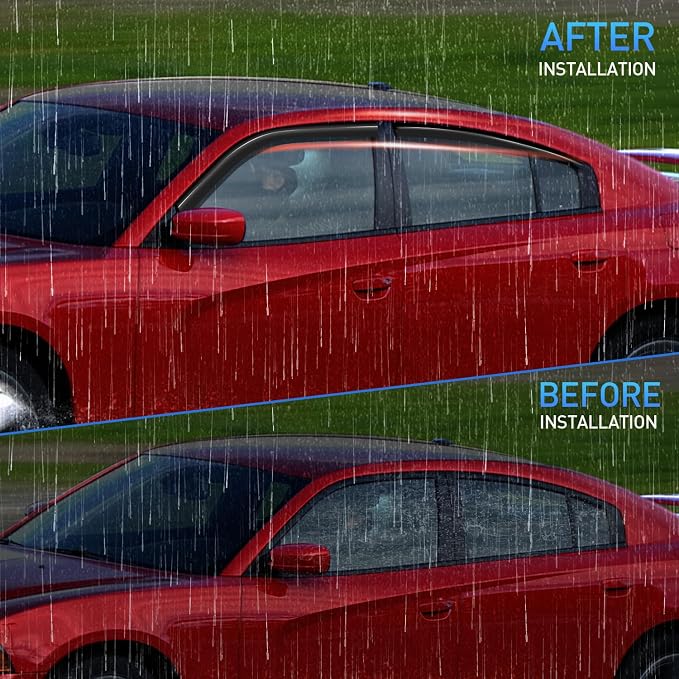Window Rain Guards for Dodge Charger 2011-2023 2018 2019 2020 2021 2022 2023, Window Wind Deflectors Vent Visors, Tape on-4PCS