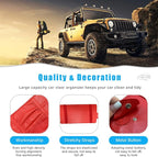 Car Sun Visor Organizer, Leather Personal Belonging Storage Pouch with Zipper, Car Visor Storage Pouch Sunglasses Holder, Auto Interior Accessories Pocket Organizers (Red)
