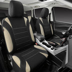 Waterproof Car Seat Covers Full Sets, Universal Fit Seat Covers for Cars, EVA Neoprene Seat Cover Set Full Sets, Interior Covers for Auto SUV,Vans,sedans, Trucks,(Black and Beige)