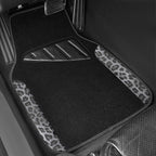Waterproof Universal Car Floor Mats, Leopard Print Car Mats Fit for SUV,Vans,sedans, Trucks,Set of 4pcs Car Carpet with Driver Heel Pad and Nibs Backing, Leopard Car Accessories Gray Leopard