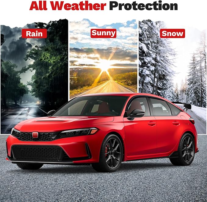 Window Visors Rain Guards for 2022-2025 2026 Honda Civic Hatchback LX Sport Touring EX-L Accessories, Outside-Mount Tape-On Side Window Wind Deflectors Vent Visors Shades Rainproof Black 4PCS