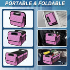 Car Trunk Organizer for SUV, Car Organizers and Storage with Reinforced Handles, Car Accessories for Women/Men 50L Waterproof Polyester Trunk Organizer(Medium,Pink)