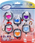 Car Air Fresheners Clip 6 Ct, Variety Pack Vent Clips | Long Lasting Up to 180 Days, Multi Scent Car Odor Eliminator, Ideal Gift for New Car Owners, 4 mL Each