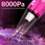 Car Cleaning Kit, Car Corded Vacuum Detailing Kit Interior with High Power Handheld Vacuum, Including 7Pcs Detailing Brush Set, Windshield Cleaner, Pink Car Accessories for Women