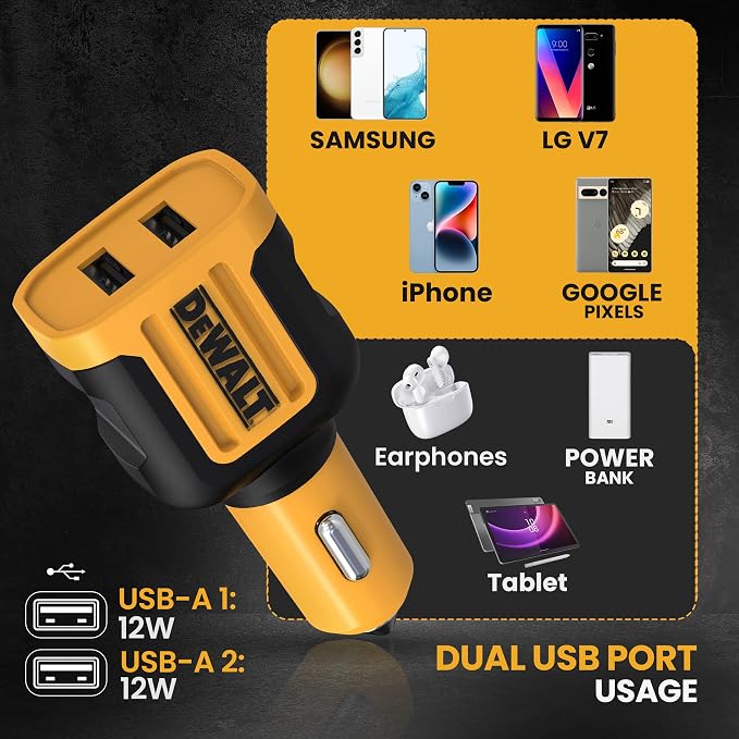 Heavy Duty 24W USB Car Charger Adapter, Cigarette Lighter Adapter USBA Charger, Fast Charging Car Lighter USB Adapters, Cell Phone Automobile Chargers for iPhone, Samsung Galaxy, iPad