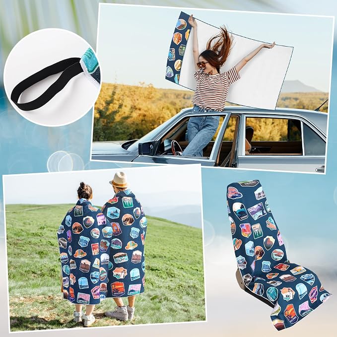 Car Seat Towel Covers Christmas Car Accessories Gifts Athletic Running Towel Performance Microfiber Post Workout Sweat Washable Cover Non Slip for Seat Outdoor Sport (National Park)