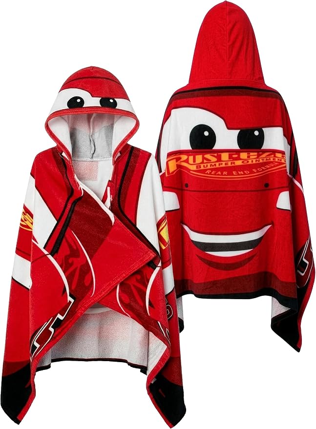 Cars Boys Towel, Lightning McQueen Swimming Towels for Kids, Wearable Bath Towels, Wrap Beach Towel, Red One Size