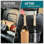 Headrest Hooks for Car Adjustable 4 Pack Vehicle Seat Back Organizer Storage Hanger Holder for Purse Bags Universal Fit with Clip Beige