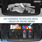 Trunk Organizer, Collapsible Waterproof car Trunk Organizer for SUVs & Sedans, Car Storage Organizers with Reinforced Handles, Car Accessories for Women and Men, 2 Compartments, 52L, Black