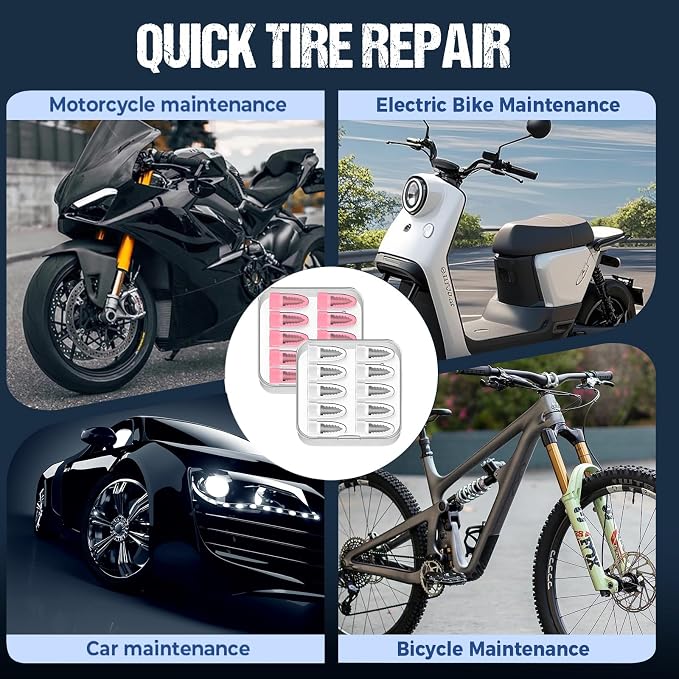 Tire Repair Rubber Nail Kit with 2 Sizes, Screw in Tire Plugs Rubber Screws, Tire Repair Screws for Tubeless Tires, Fast Emergency Tire Repair for Car Motorcycle Bike Truck (20 Pcs)