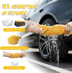 PUGPIU 1400GSM Large Microfiber Car Drying Towel Detailing 24"x36" | XL Super Absorbent Microfiber Towels - Edgeless with Twisted Loop - No Lint Streak for SUV Truck Car Detailing (Yellow)
