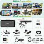 Carpuride W603D Motorcycle GPS Carplay Screen, Wireless CarPlay & Android Auto for Moto, with HD 1080P Dual Cameras, Remote Control，6.3" Waterproof Touchscreen, BT Aduio, Loop