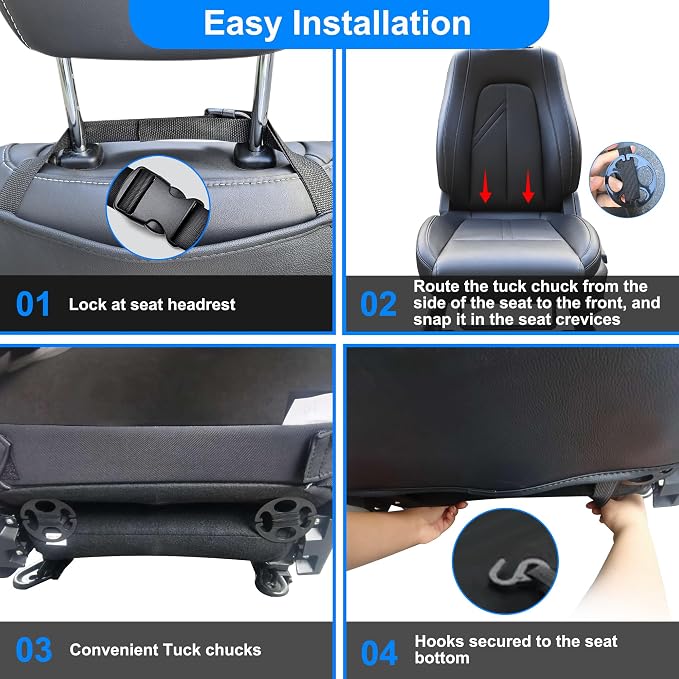 Car Kick Mats Back Seat Protector for Toyota Grand Highlander 1 Pair Black | Faux leather kick mats protect Toyota Grand Highlander back seats from kids' shoes Dirt, and scuffs Waterproof and stain