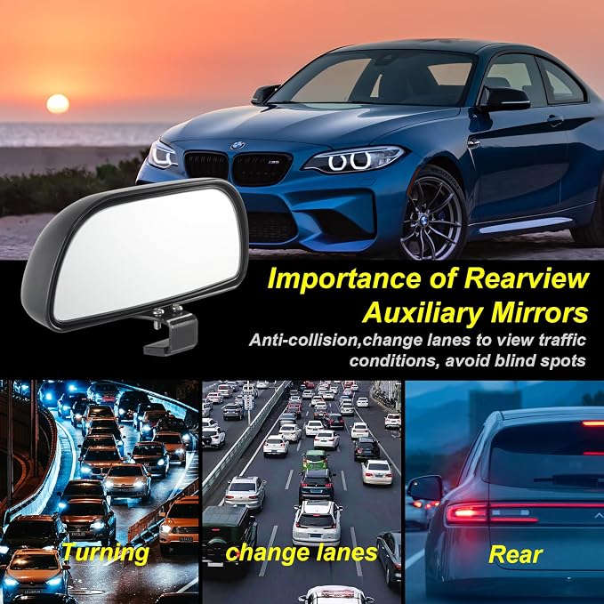 Blind Spot Mirrors for Trucks and Cars,Automotive Side View Concave Mirror Blindspot,360° Large Convex Rearview Exterior Mirror Accessories for Truck and Car(1Pack Black)