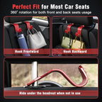 Car Seat Headrest Hook 4 Pack Hanger Universal Vehicle Car Storage Organizer for Handbag Purse Coat S Type Checkered Red