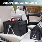 K KNODEL Sturdy Car Trunk Organizer with Premium Insulation Cooler Bag, 3 Compartments Heavy Duty Collapsible for Car, SUV, Truck, or Van (Medium, Black)