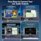 Portable Wireless Radio with Apple CarPlay and Android Auto Screen for Car, 7 Inch Anti-Glare Touchscreen Radio with Bluetooth Hands-Free/Navigation/Voice Control/AHD Backup Camera, for All Vehicles