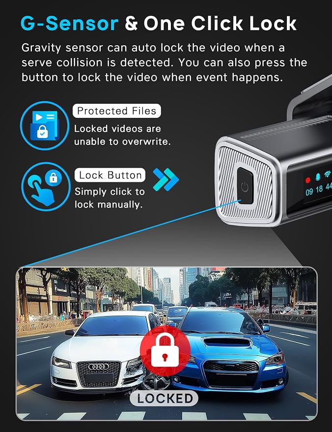 4K Dash Cam Front and Rear, Built-in 5G WiFi, Dash Camera for Cars 4K Front and 1080P Rear, Dashcams for Cars Loop Recording, Gravity Sensor, 24-Hours Parking Mode, SD Card NOT Included