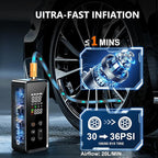 Tire Inflator Portable Air Compressor, 150PSI Cordless Air Pump for Car Tires with Digital Dual Values Display, Auto Shut Off & LED Emergency Light, Smart Air Pump for Car, Motorcycle, Bike, Ball