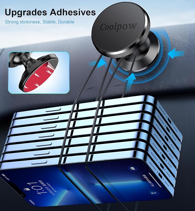 【2 Packs Magnetic Phone Holder for Car【Strong Magnet】 Phone Holders for Your Car Phone Holder Mount【4 Metal Plate】 Universal Car Accessories for Women Men for iPhone Samsung Speakerphones