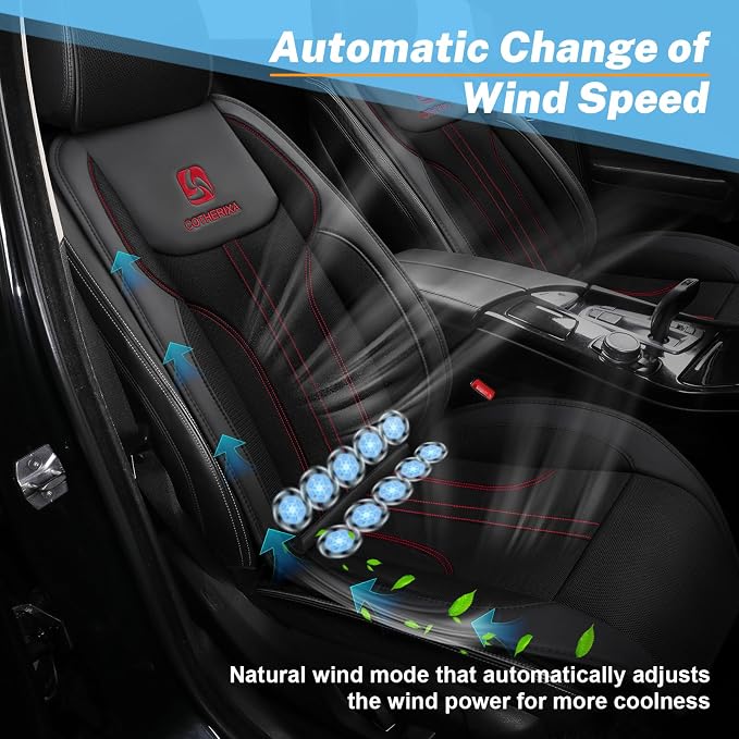 Cooling Car Seat Cushion Front Seat,12V&24V Cooling Seat Cover for Cars with 10 Fans,Cooled Seat Cover for Car SUV Truck Universal Fit (Black)