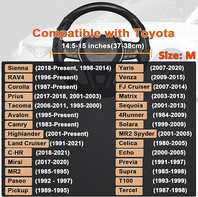 Steering Wheel Cover for Toyota, Auto Car Steering Wheel Cover for Toyota Highlander Rav4 Corolla Camry,Standard Size - Gray