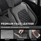 Coverado Car Seat Covers Front Seats, Minimalist Scratch-Resistant Waterproof Faux Leather Full Set with Rear Protectors, Business Daily Driving – GrayBlack