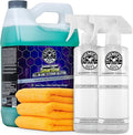 Raging Rhino Waterless Car Wash And Quick Detailer, 128 Fl Oz With 2 Dilution Bottles and 3 Premium Microfiber Towels - 6 Items