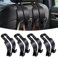 4 Pack Headrest Hooks for Car, Universal Leather Car Seat Back Hooks for Purses and Bags, Durable Car Purse Holder & Backseat Organizer Hanger for Handbags, Grocery Bags, Coats, Accessories, Black