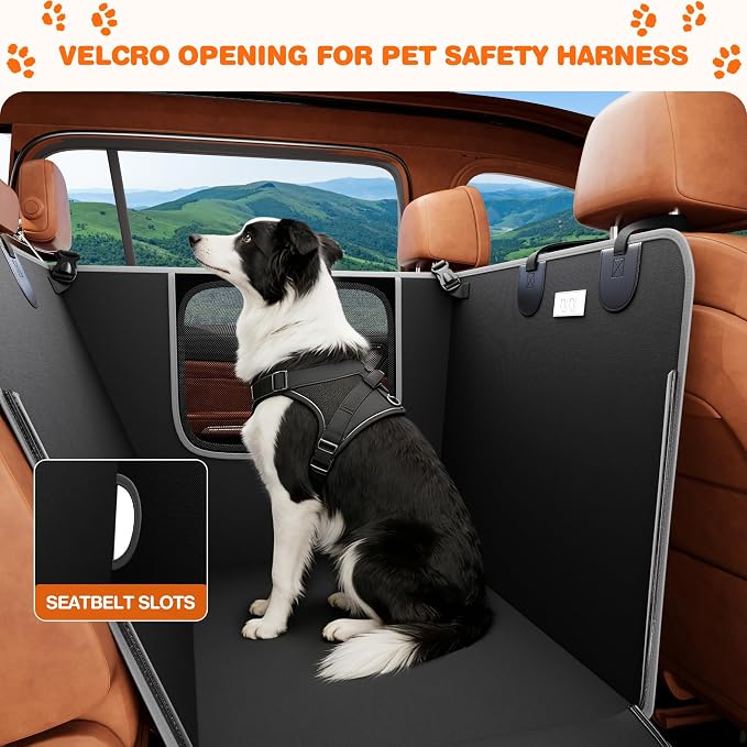 Half Dog Car Seat Cover for Back Seat - Waterproof Dog Half Hammock for Cars with Mesh Window,Scratchproof Pet Backseat Protector,Perdurable,Non-Slip Booster Seat for Small,Medium and Large Dogs