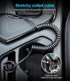 USB C to C Cable 3FT for Car, Coiled USB C Cable Fast Charging for iPhone 16, Short USB Type C Cable for iPhone 17/16/15/Pro Max/Plus/Samsung Galaxy S23, Compatible All Type C Devices-Black