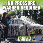 Foam Blaster 6 Car Wash Gun, Foam Gun, and Chenille Scratch-Free Microfiber Wash Mitt - Connects to Any Garden Hose for Thick Suds - Safe for Cars, Trucks, SUVs - 2 Items