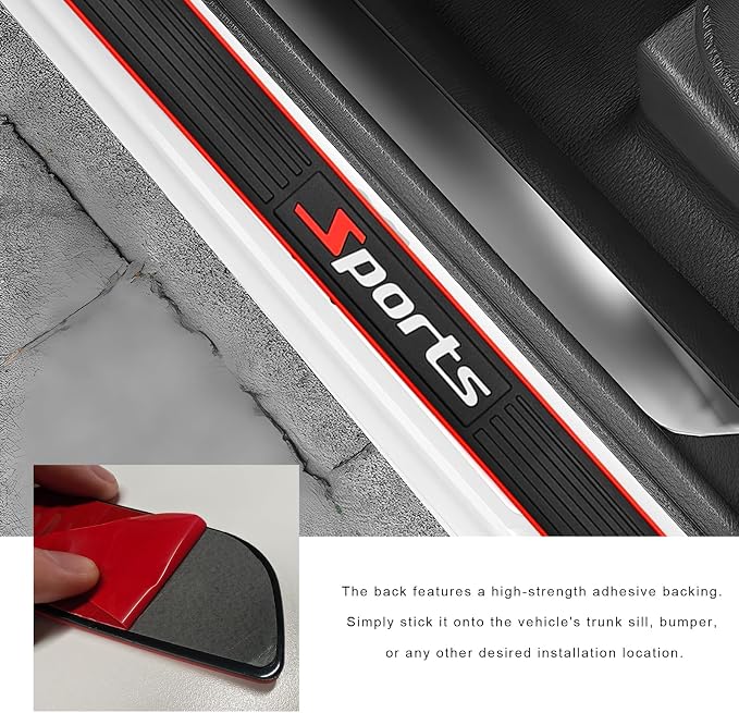 4 PCS Car Door Sill Protector, Anti-Scratch Automotive Threshold Protective Strip, Waterproof Door Edge Guards Step Shield Cover for Sedans Trucks SUVs, Car Accessories (Sport)