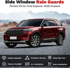 Explorer Window Visors Rain Guards for Ford Explorer 2020-2025 2026, Outside-Mount Tape-On Side Window Wind Deflectors Vent Visors Shades Rainproof Explorer Accessories Black 4PCS