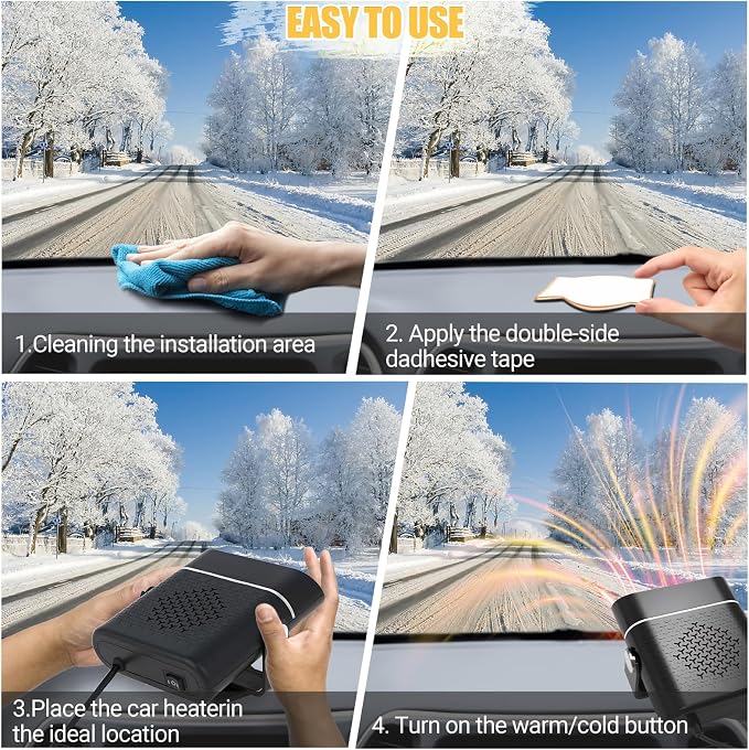 Car Heater, 200W Vehicles Heaters Auto Part 12V Portable Car Heaters That Plugs Into Cigarette Lighter, Vehicle Defroster Windshield Demister, Auto Defogger With 360° Rotatable for All 12 Volt Cars