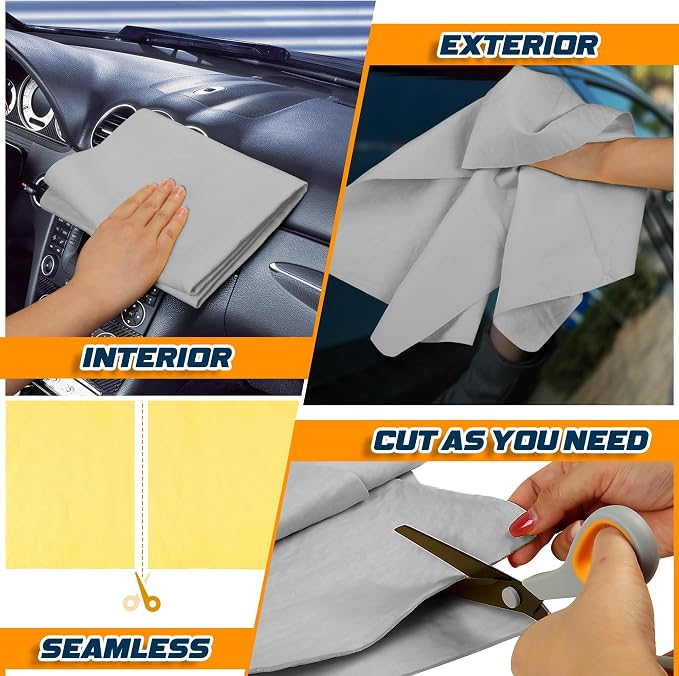 Premium Absorbent Car Drying Towel 2 Pack 26/' x17/'' Super Soft Shammy Towel for Vehicle Reusable Chamois Cloth for Car Drying Dust Remove Bathroom Scratch/Spot/Streak Free Gray Gray