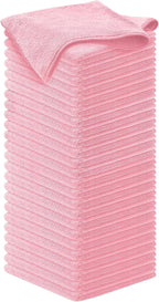 Microfiber Cleaning Cloth Light Pink - 50 Pcs 12.5"x12.5" - High Performance - 1200 Washes, Ultra Absorbent Towels Weave Grime & Liquid for Streak-Free Mirror Shine - Car Washing Cloth