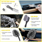 27PCS Car Detailing Kit Auto Cleaning Tools Wash Set with Storage Carry Bag Home Use for Interior Exterior Deep Clean Polish Car Care Windshield Dashboard Seat Air Vents Wheels Tires, Yellow