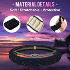 Blue Glitter Stars Steering Wheel Cover for Women Men Neoprene Breathable Starry Sky Wheel Cover Protector Anti-Slip Car Accessories Universal 15 Inch Fit for Cars Trucks Vehicles