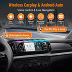 Single Din Car Radio with Apple CarPlay, Backup Camera，External Mic,Single Din Touchscreen Radio Supports Android Auto, Bluetooth, Dual Physical Knobs,SWC, EQ, FM Radio (Black)