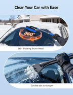 47.2" Ice Scrapers for Car Windshield and Extendable Snow Scraper with Foam Grip and 360° Pivoting Brush Head for Christmas Car Auto Truck SUV(Blue)