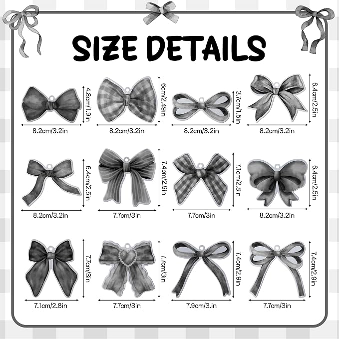 12Pcs Black White Coquette Bow Car Air Freshener Hanging Aesthetic Diffuser Ornaments Refresh Air Fragrant Pendant Car Interior with Essential Oils Gift Long-Lasting for Home Accessories Decor