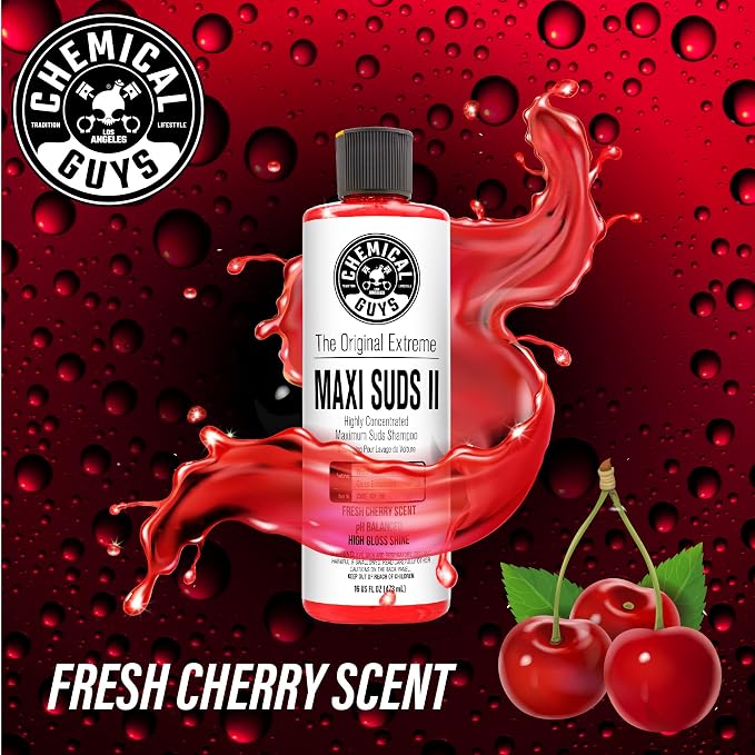 CWS_101_16 Maxi-Suds II Foaming Car Wash Soap (Works with Foam Cannons, Foam Guns or Bucket Washes) Safe for Cars, Trucks, Motorcycles, RVs & More, 16 fl oz, Cherry Scent